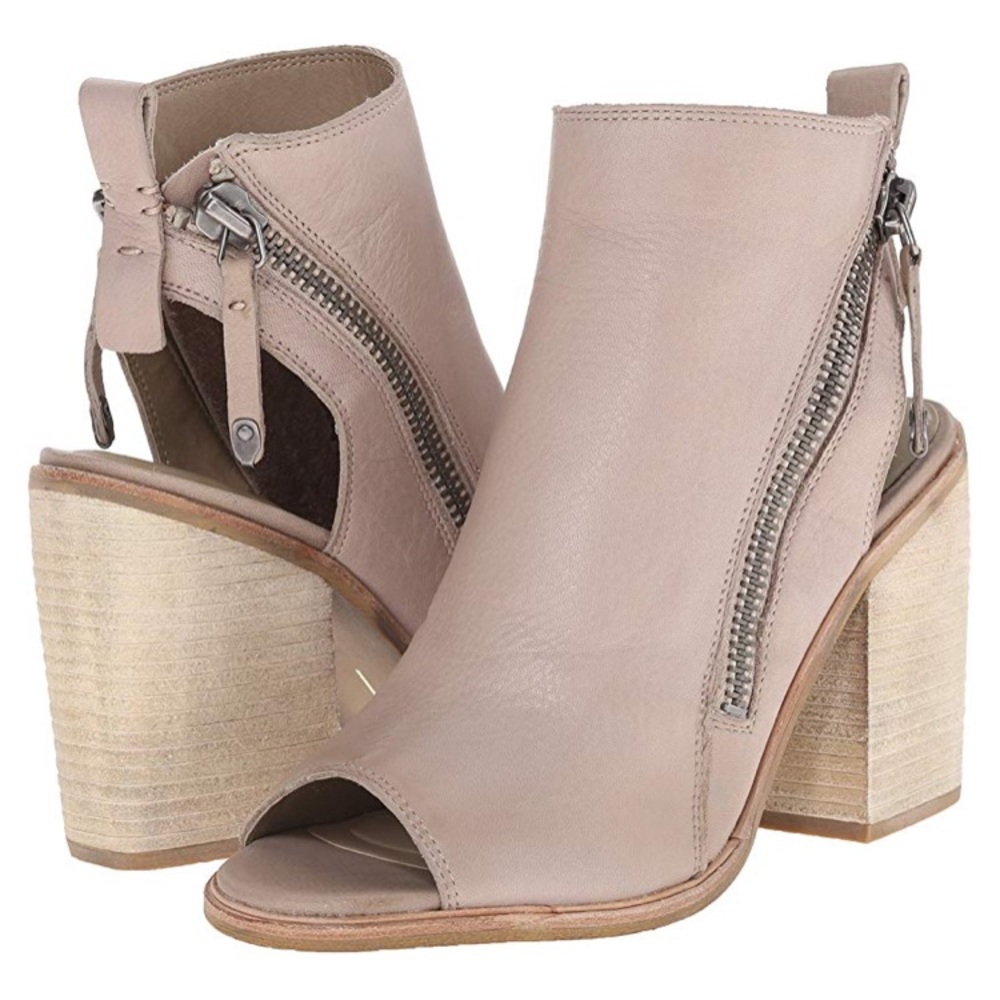 Dolce Vita Port Zip Detail Peep Toe Sandals Taupe